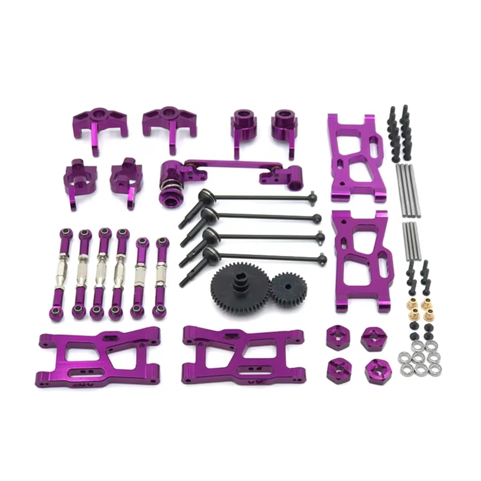 APMXQWIL RC Autoteile Kompatibel Mit WLtoys 124016 124017-18 124019 144001 144010 RC-Autoteile-Upgrade-Kit Antriebswellen-Zugstange Für Schwenkarm-Lenkbechergetriebe(Purple) von APMXQWIL