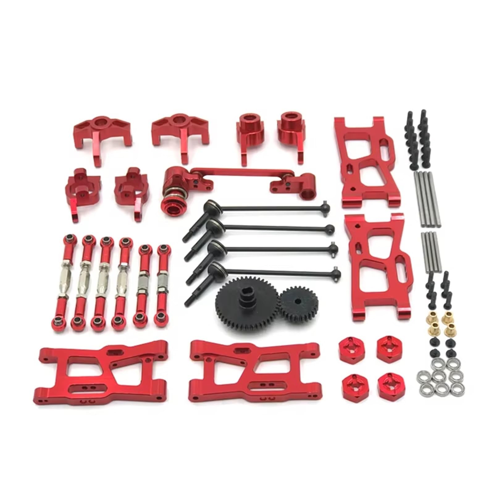 APMXQWIL RC Autoteile Kompatibel Mit WLtoys 124016 124017-18 124019 144001 144010 RC-Autoteile-Upgrade-Kit Antriebswellen-Zugstange Für Schwenkarm-Lenkbechergetriebe(Red) von APMXQWIL