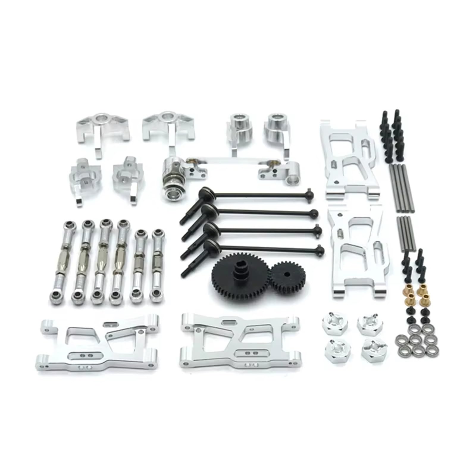APMXQWIL RC Autoteile Kompatibel Mit WLtoys 124016 124017-18 124019 144001 144010 RC-Autoteile-Upgrade-Kit Antriebswellen-Zugstange Für Schwenkarm-Lenkbechergetriebe(Silver) von APMXQWIL