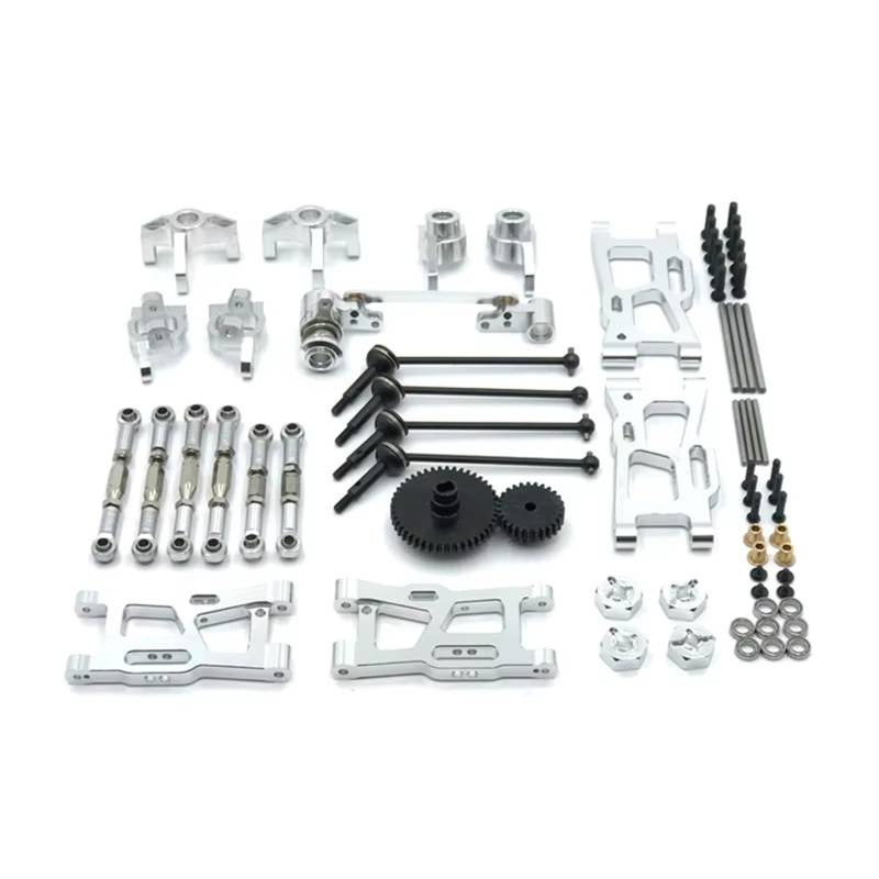 APMXQWIL RC Autoteile Kompatibel Mit WLtoys 124016 124017-18 124019 144001 144010 RC-Autoteile-Upgrade-Kit Antriebswellen-Zugstange Für Schwenkarm-Lenkbechergetriebe(Silver) von APMXQWIL