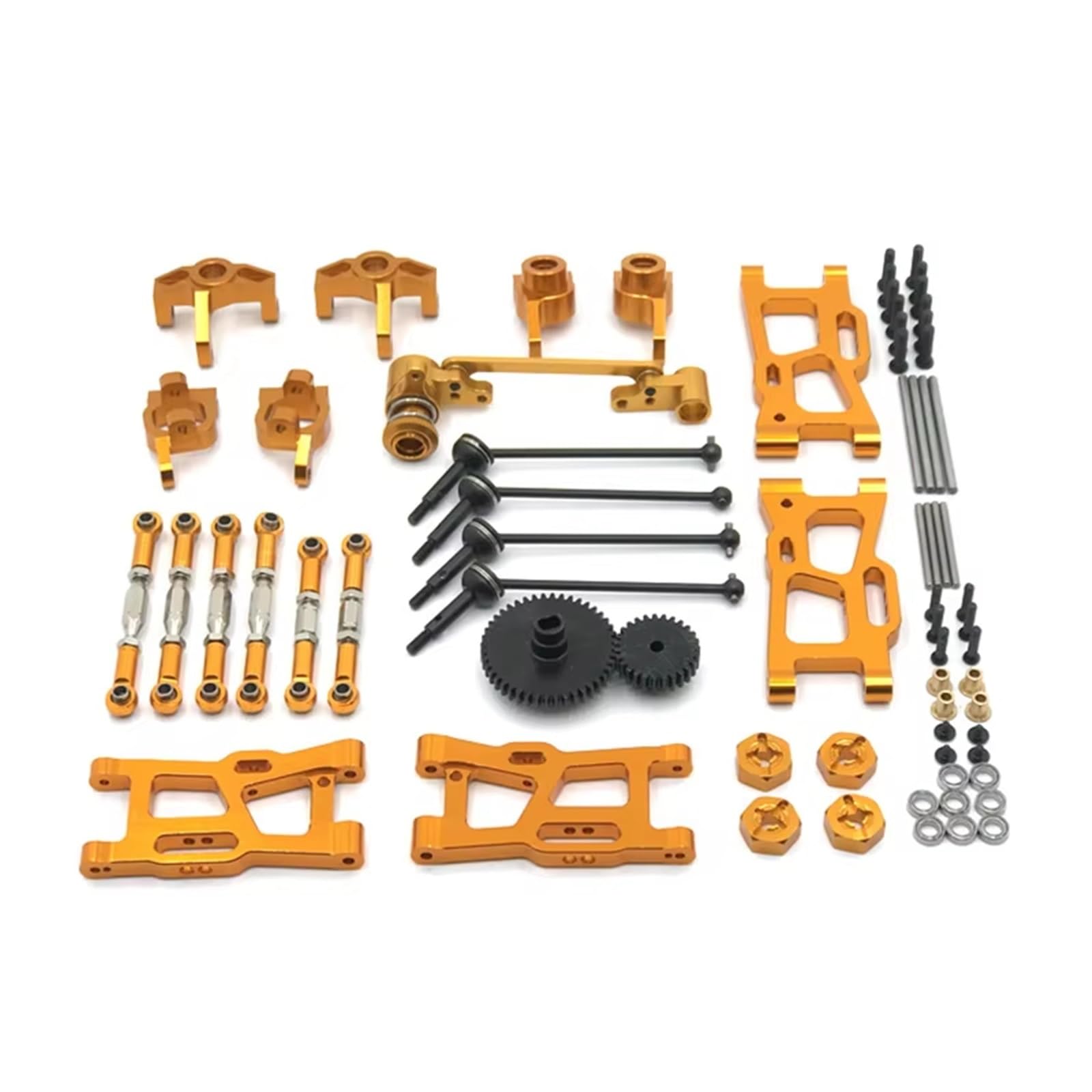 APMXQWIL RC Autoteile Kompatibel Mit WLtoys 124016 124017-18 124019 144001 144010 RC-Autoteile-Upgrade-Kit Antriebswellen-Zugstange Für Schwenkarm-Lenkbechergetriebe(Yellow) von APMXQWIL