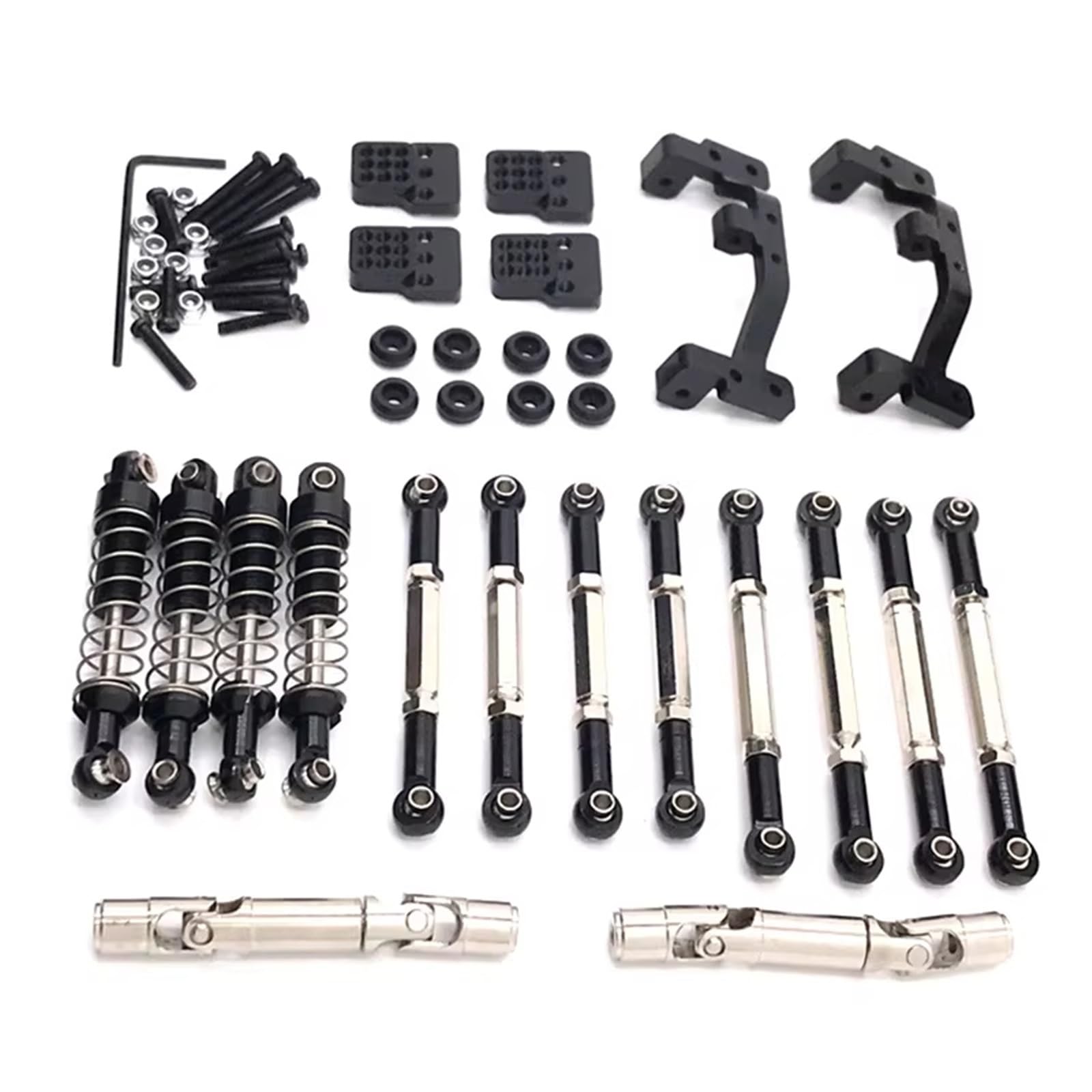 APMXQWIL RC Autoteile Kompatibel Mit WPL C14 C24 Für Feiyu FY003-5A Metall Upgrade Teile Spurstangen Antriebswellen Stoßdämpfer 1/16 RC Auto(Black) von APMXQWIL