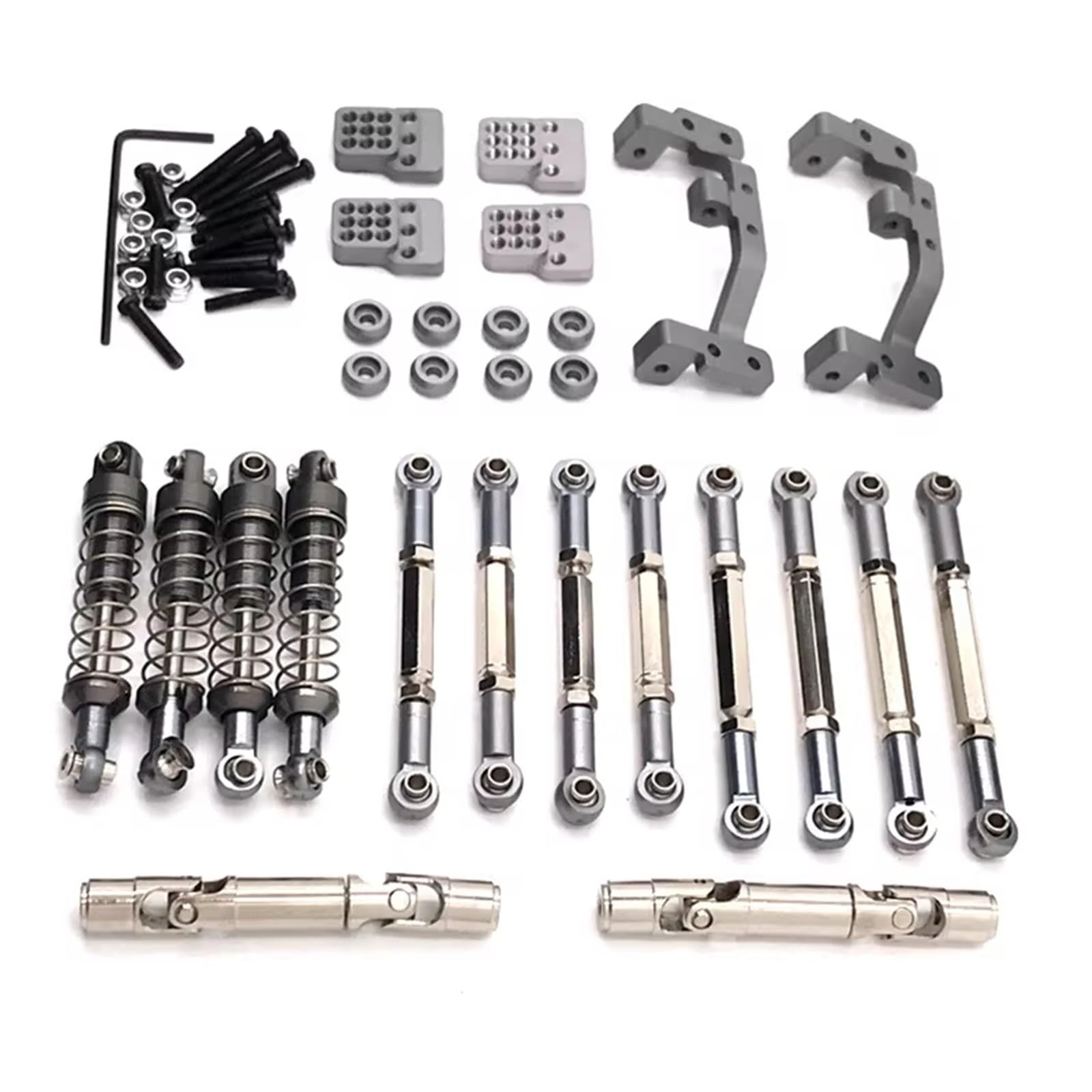 APMXQWIL RC Autoteile Kompatibel Mit WPL C14 C24 Für Feiyu FY003-5A Metall Upgrade Teile Spurstangen Antriebswellen Stoßdämpfer 1/16 RC Auto(Gray) von APMXQWIL