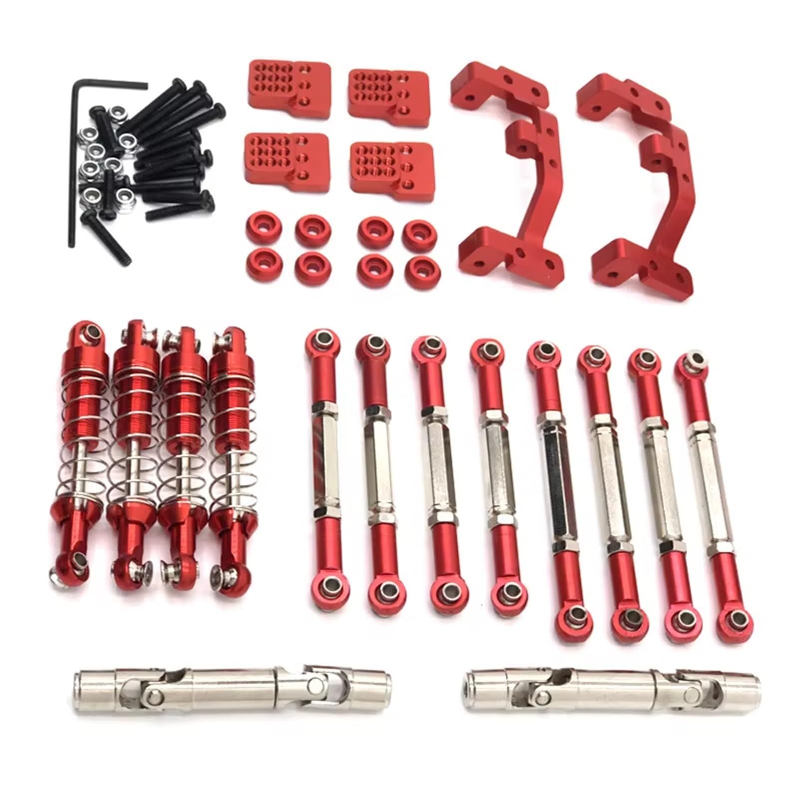 APMXQWIL RC Autoteile Kompatibel Mit WPL C14 C24 Für Feiyu FY003-5A Metall Upgrade Teile Spurstangen Antriebswellen Stoßdämpfer 1/16 RC Auto(Red) von APMXQWIL