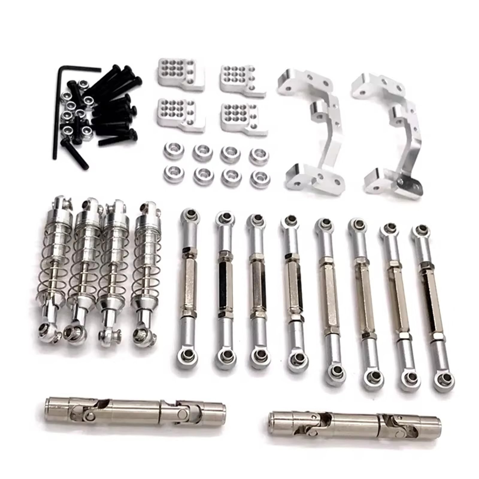 APMXQWIL RC Autoteile Kompatibel Mit WPL C14 C24 Für Feiyu FY003-5A Metall Upgrade Teile Spurstangen Antriebswellen Stoßdämpfer 1/16 RC Auto(Silver) von APMXQWIL