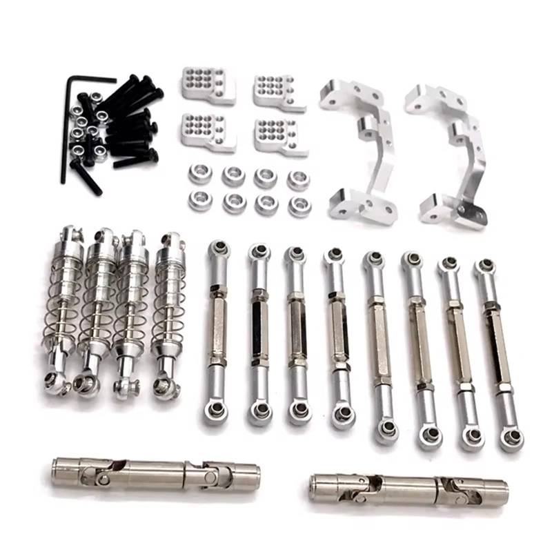 APMXQWIL RC Autoteile Kompatibel Mit WPL C14 C24 Für Feiyu FY003-5A Metall Upgrade Teile Spurstangen Antriebswellen Stoßdämpfer 1/16 RC Auto(Silver) von APMXQWIL