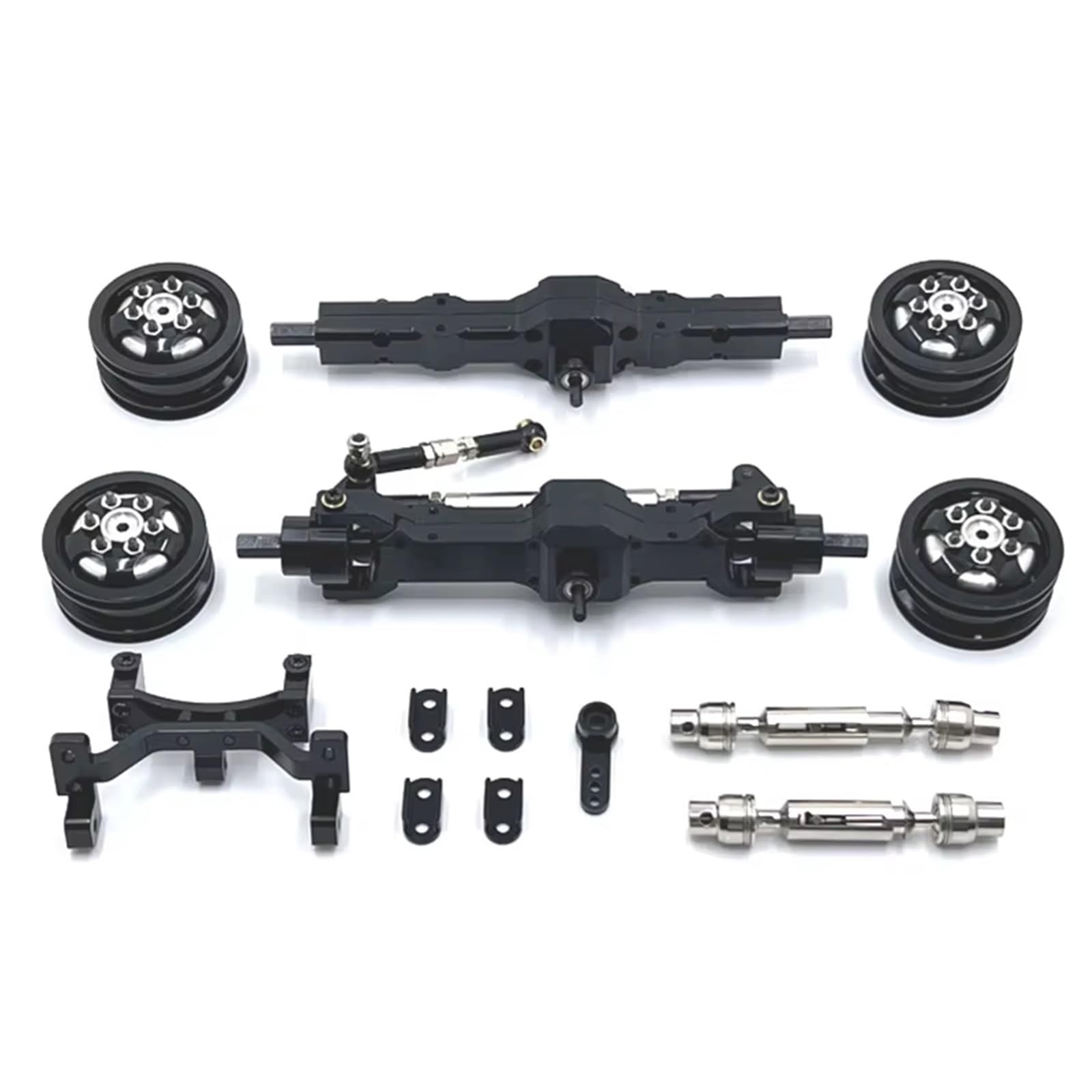 APMXQWIL RC Autoteile Kompatibel Mit WPL C74 1/10 Ferngesteuertem Autozubehör, Metall-Upgrade-Achse, Lenkgetriebe Für Sitz, Radnabe, Antriebswelle, Upgrade-Teile(Black) von APMXQWIL