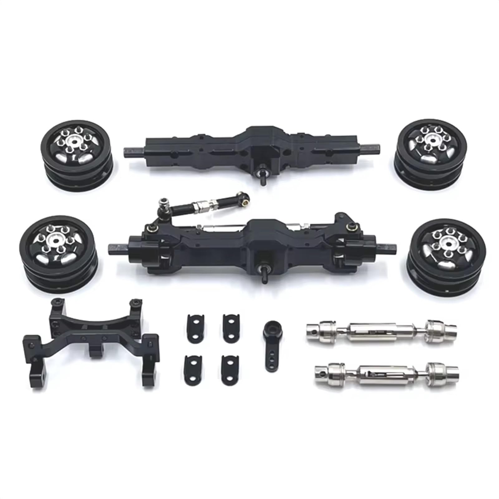APMXQWIL RC Autoteile Kompatibel Mit WPL C74 1/10 RC Auto-Ersatzteil-Zubehör, Metall-Upgrade-Achsservo Für Sitzradnaben-Antriebswellen-Kit(Black) von APMXQWIL