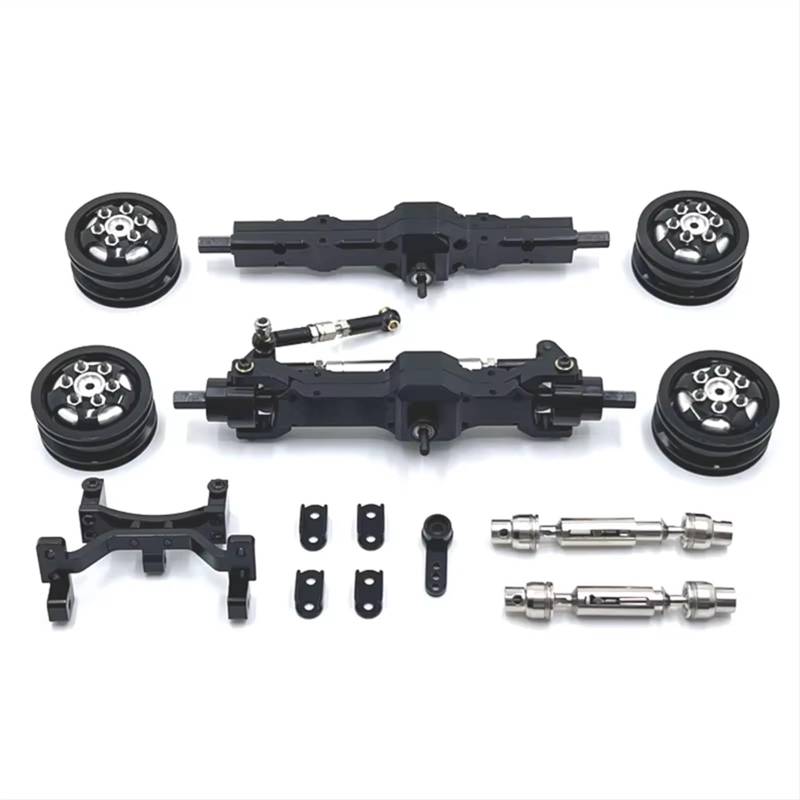 APMXQWIL RC Autoteile Kompatibel Mit WPL C74 1/10 RC Autoteile Zubehör Metall Upgrade Achse Servohalterung Radnabe Antriebswelle(Black) von APMXQWIL