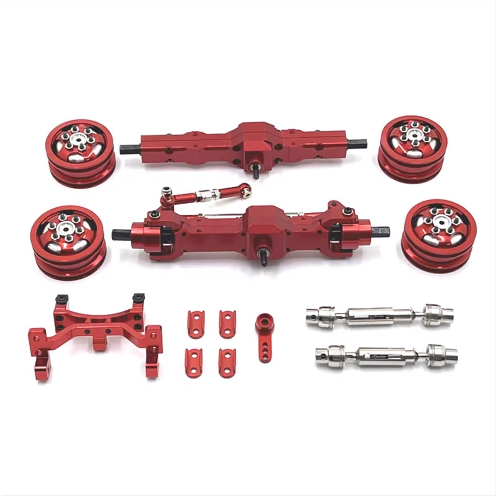 APMXQWIL RC Autoteile Kompatibel Mit WPL C74 1/10 RC Autoteile Zubehör Metall Upgrade Achse Servohalterung Radnabe Antriebswelle(Red) von APMXQWIL