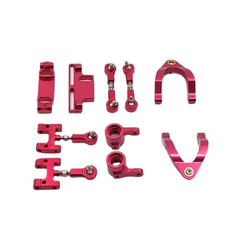 APMXQWIL RC Autoteile Kompatibel Mit WPL D12 RC-Auto-Upgrade-Teilen, CNC-Metall-Oberteil Und Unterteil Für Schwingarm-Lenkschale, Kugelgelenk-Zubehör-Set(Red) von APMXQWIL