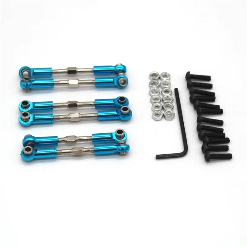 APMXQWIL RC Autoteile Kompatibel Mit Wltoys 144001 144010 14016 14018 124008 124010 124016 124017 124018 124019 RC Fernbedienung Auto Metall Upgrade Stange 6 Teile(Blue) von APMXQWIL