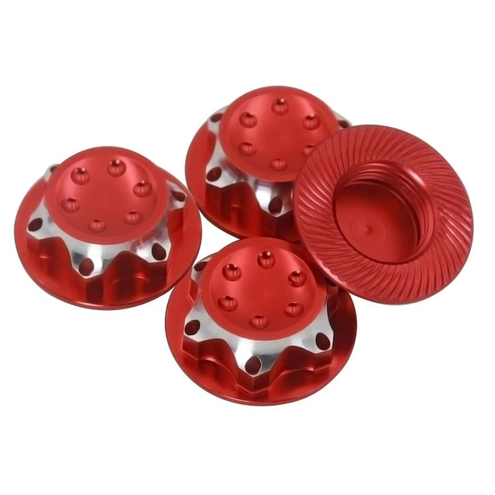 APMXQWIL RC Autoteile Kompatibel Mit X-maxx, Für Summit, Für E-revo, Für Arrma 1:8 RC-Auto, rutschfeste Radkappe, Radnabenabdeckung Aus Aluminiumlegierung, 17-mm-Sechskantmutter(Red) von APMXQWIL