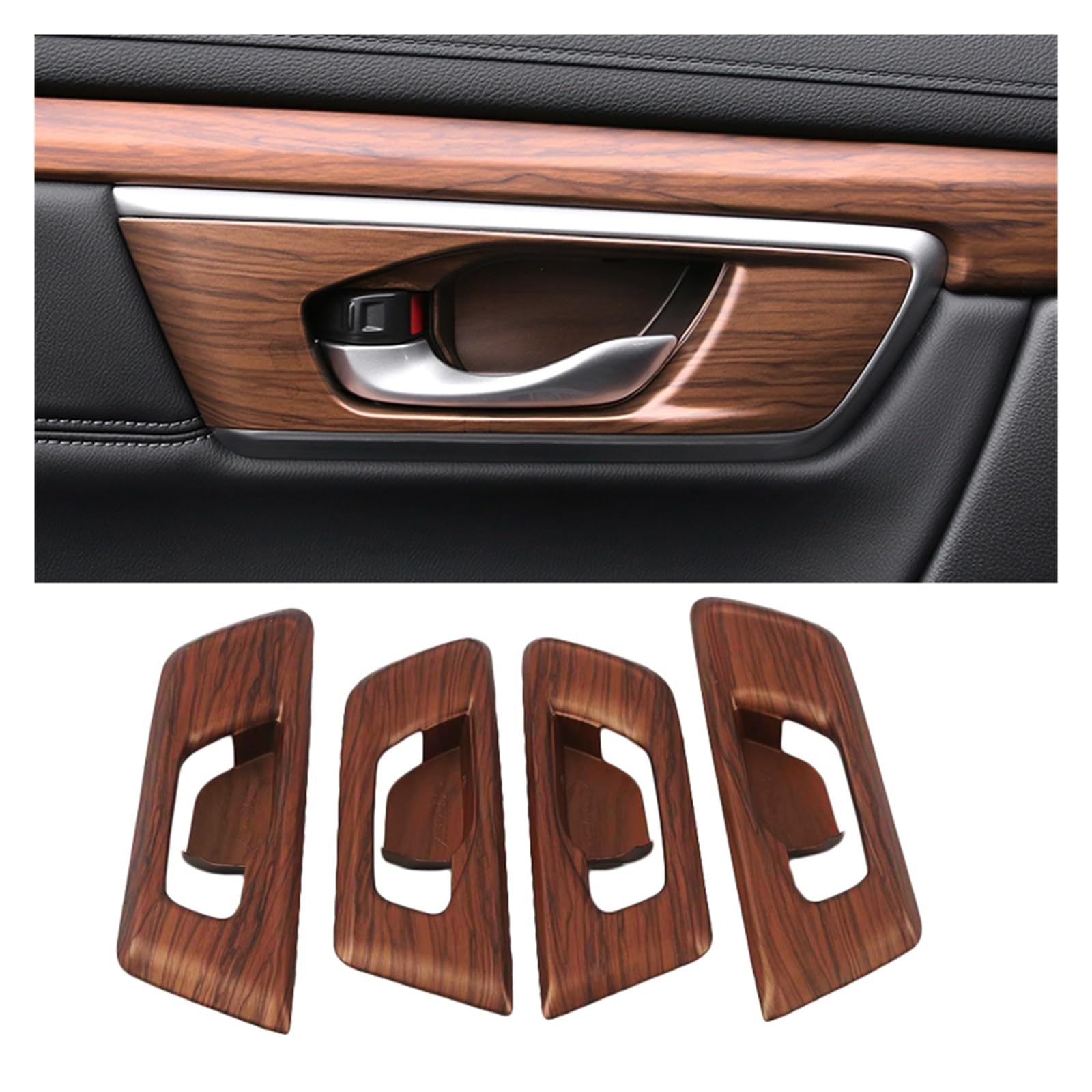 APNWVFO Innenausstattung Formteile Für CRV Für CR-V 2017 2018 2019 2020 Autoinnenraum Pfirsichholzmaserung Innentürgriff Dekorationsrahmen Auto-Dekor Zubehör(Wood Color-D) von APNWVFO