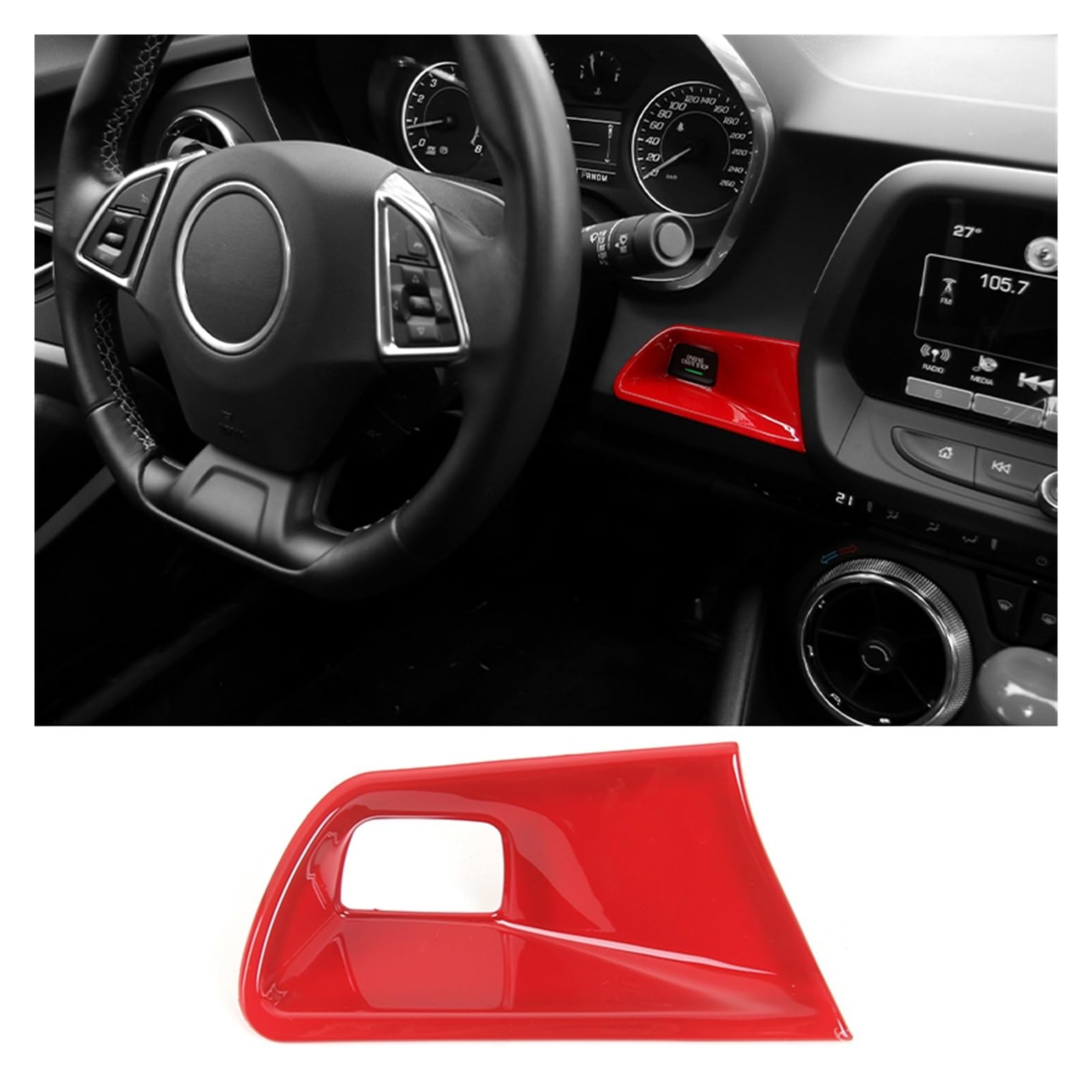 APNWVFO Innenausstattung Formteile Für Chevrolet Für Camaro 2017 2018 2019 2020 2021 2022 Up Auto Motor Start Stop Eine Taste Start Schalter Dekoration Abdeckung Auto-Dekor Zubehör(Red) von APNWVFO