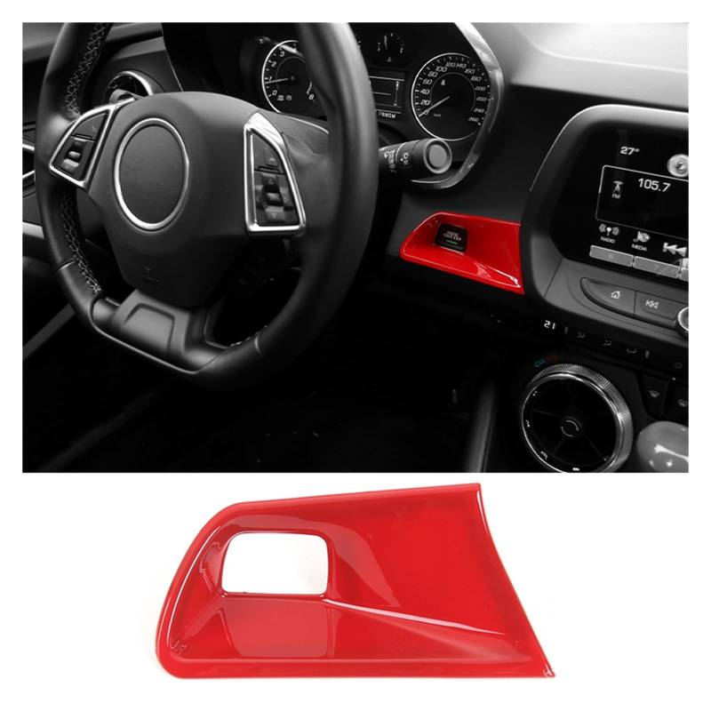 APNWVFO Innenausstattung Formteile Für Chevrolet Für Camaro 2017 2018 2019 2020 2021 2022 Up Auto Motor Start Stop Eine Taste Start Schalter Dekoration Abdeckung Auto-Dekor Zubehör(Red) von APNWVFO