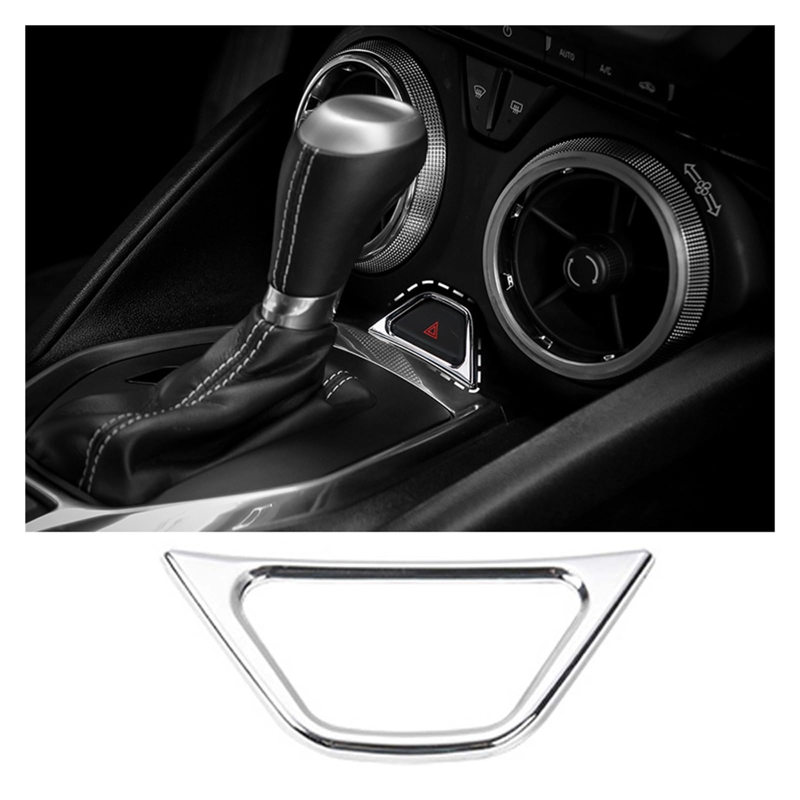 APNWVFO Innenausstattung Formteile Für Chevrolet Für Camaro 2017-2021 Innenausstattung Auto Notlichtknopf Rahmen Dekoration Abdeckung Verkleidung Auto-Dekor Zubehör(Chrome) von APNWVFO