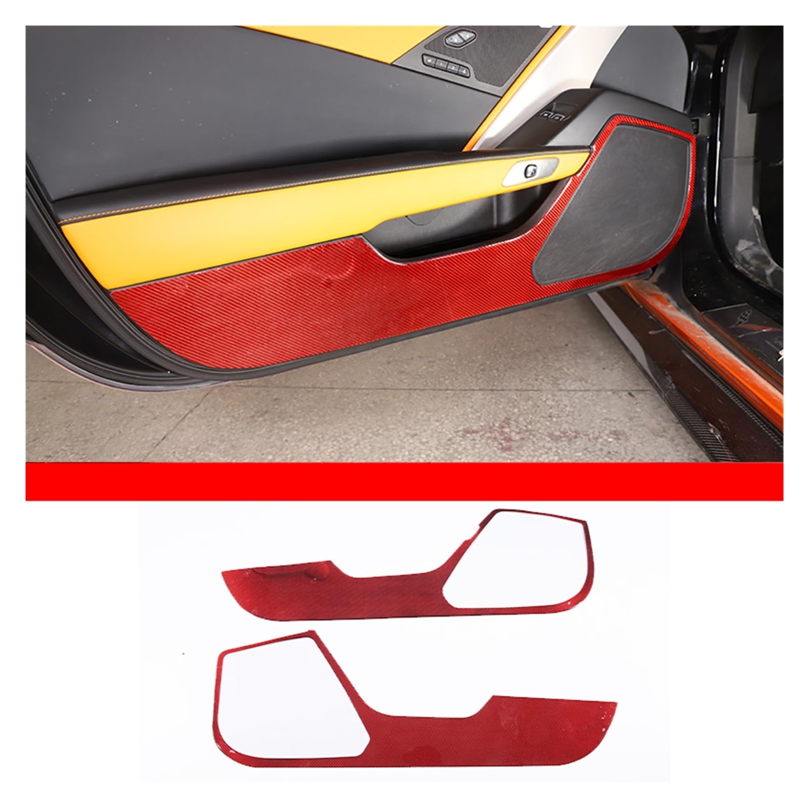 APNWVFO Innenausstattung Formteile Für Chevrolet Für Corvette C7 2014-2019 Tür Anti-Kick Panel Abdeckung Dekoration Trim Auto Innen Zubehör Auto-Dekor Zubehör(Style B) von APNWVFO