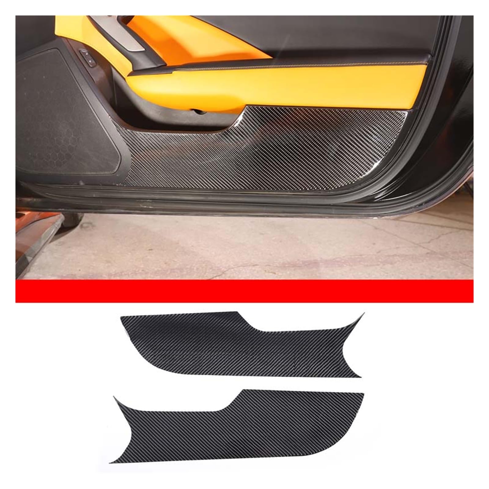 APNWVFO Innenausstattung Formteile Für Chevrolet Für Corvette C7 2014-2019 Tür Anti-Kick Panel Abdeckung Dekoration Trim Auto Innen Zubehör Auto-Dekor Zubehör(Style C) von APNWVFO