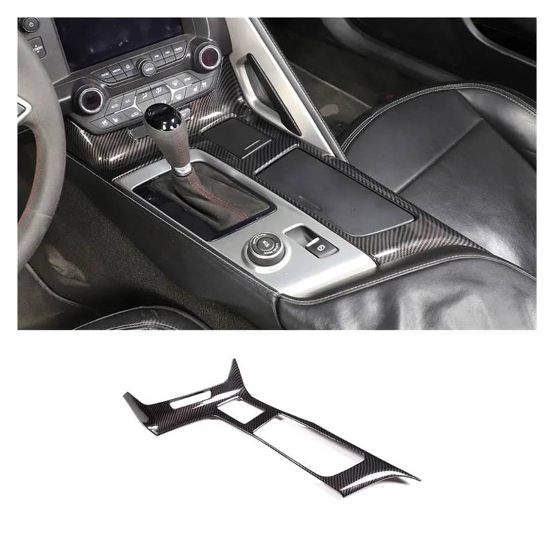 APNWVFO Innenausstattung Formteile Für Chevrolet Für Corvette C7 Z06 2014-19 Auto Zentrale Steuerung Tasse Halter Panel Rahmen Aufkleber Auto Teile Auto-Dekor Zubehör(Carbon Fiber) von APNWVFO