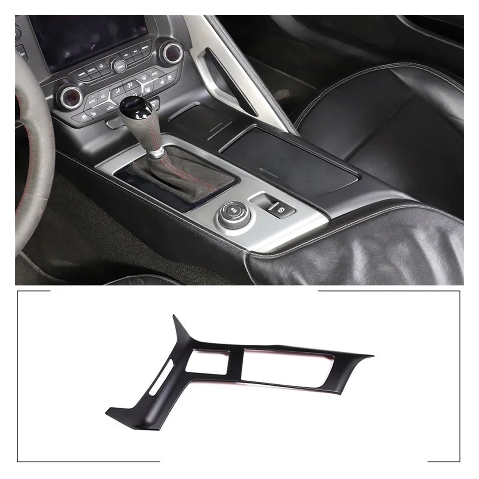 APNWVFO Innenausstattung Formteile Für Chevrolet Für Corvette C7 Z06 2014-19 Auto Zentrale Steuerung Tasse Halter Panel Rahmen Aufkleber Auto Teile Auto-Dekor Zubehör(Matte Black) von APNWVFO