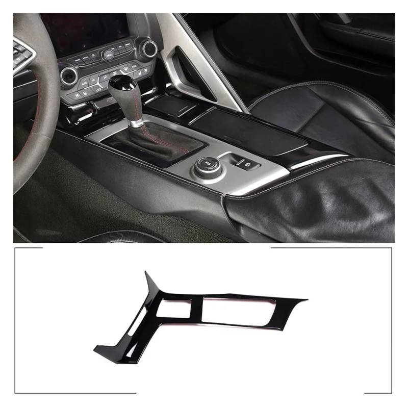 APNWVFO Innenausstattung Formteile Für Chevrolet Für Corvette C7 Z06 2014-19 Auto Zentrale Steuerung Tasse Halter Panel Rahmen Aufkleber Auto Teile Auto-Dekor Zubehör(Schwarz) von APNWVFO