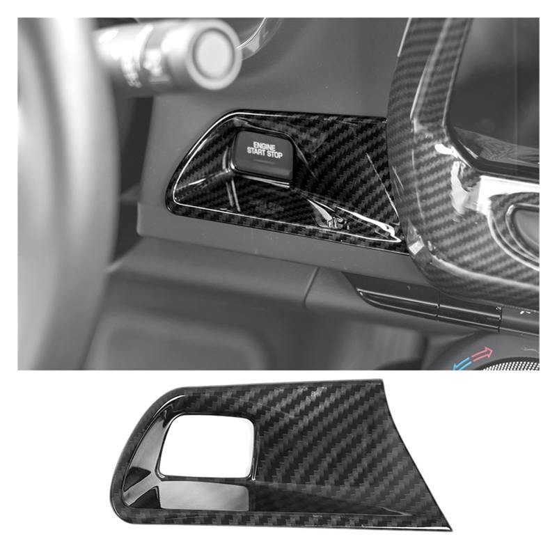 Innenausstattung Formteile Für Chevrolet Für Camaro 2017 2018 2019 2020 2021 2022 Up Auto Motor Start Stop Eine Taste Start Schalter Dekoration Abdeckung Auto-Dekor Zubehör(Carbon Fiber Grain) von APNWVFO