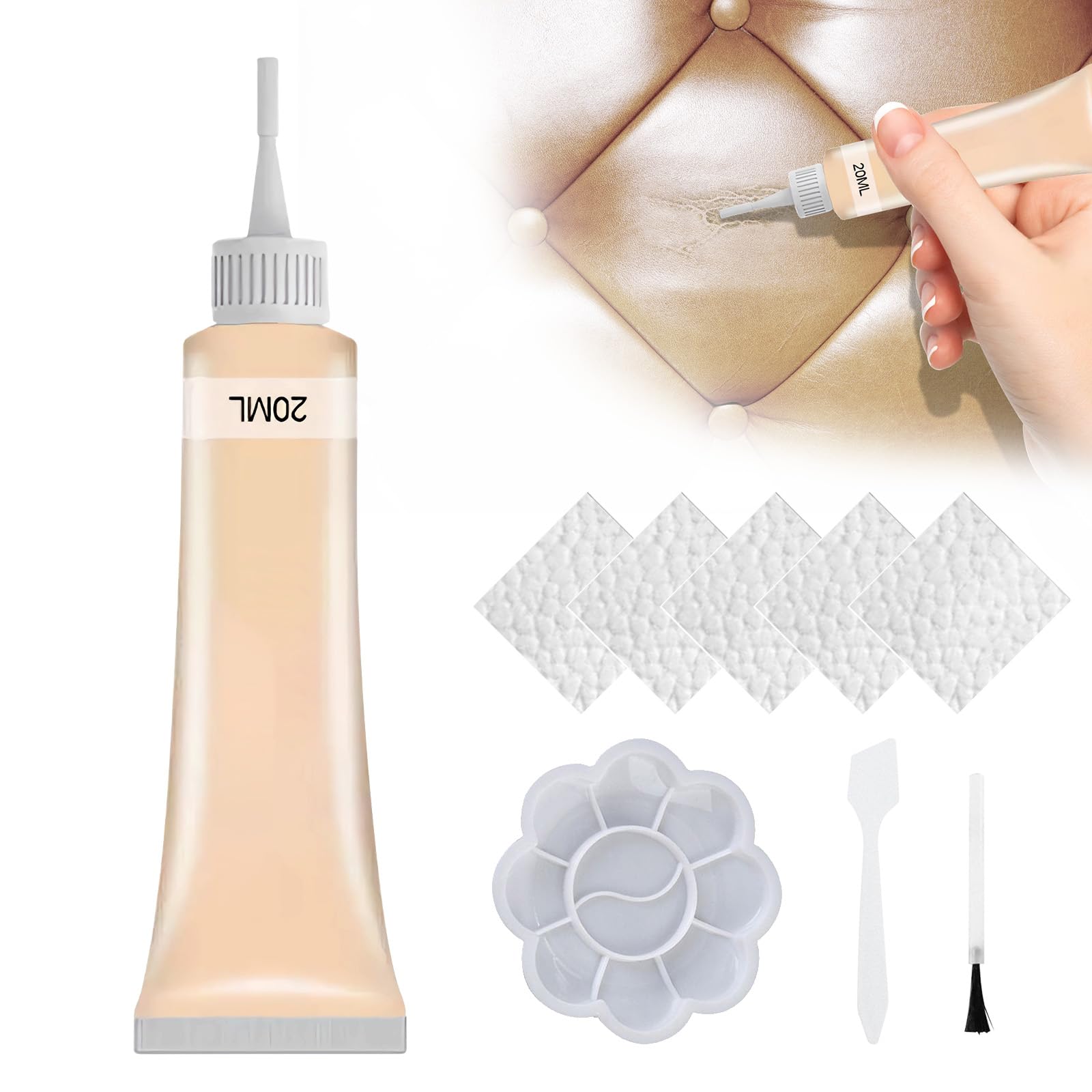 APODESS Leder Reparatur Set,Lederreparatur Creme Kunstleder Reparaturset mit Schwamm & Poliertuch Leder Restaurator für Autositzcouch und Jacke (Ahorn) von APODESS