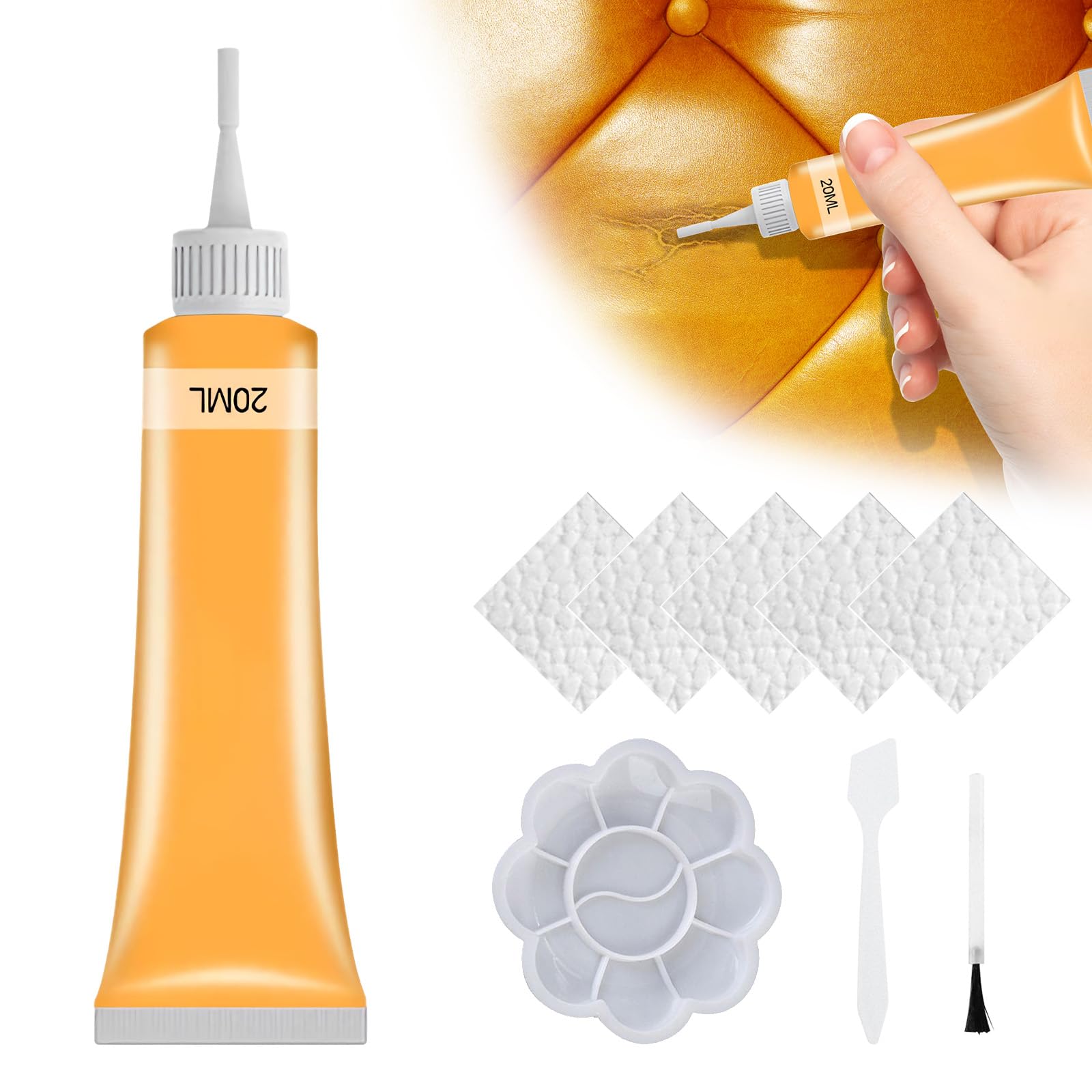 APODESS Leder Reparatur Set,Lederreparatur Creme Kunstleder Reparaturset mit Schwamm & Poliertuch Leder Restaurator für Autositzcouch und Jacke (Eiche) von APODESS