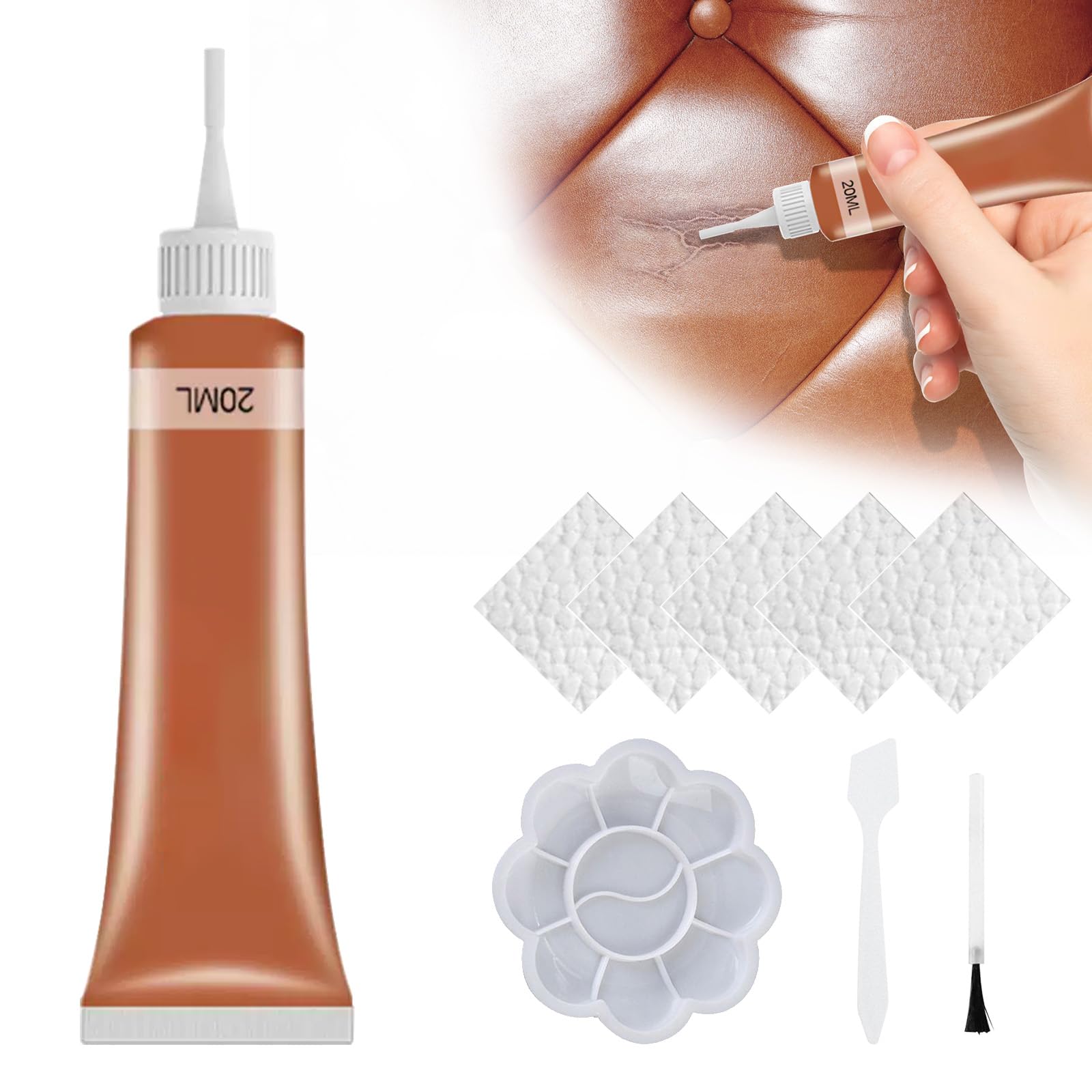 APODESS Leder Reparatur Set,Lederreparatur Creme Kunstleder Reparaturset mit Schwamm & Poliertuch Leder Restaurator für Autositzcouch und Jacke (Kirsche) von APODESS