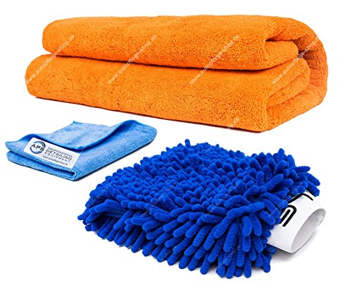 APS - Autopflege-Shop.de Liquid Elements Orange Baby XL Microfaser Trockungstuch + LE Chubby 2.0 Chenile Waschhandschuh von APS - Autopflege-Shop.de