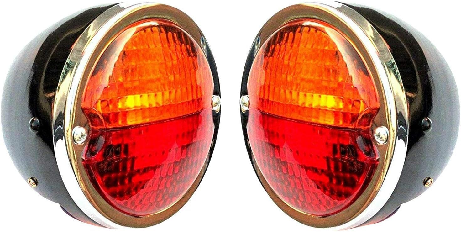 APSMOTIV Rear Lights Tail Lights Assemblies 2 Pieces Set 12v Bulbs Suitable for Massey ferguson Tractors and Universal (Red/Red, Black Body Black Ring) von APSMOTIV
