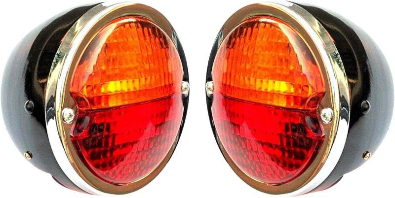 APSMOTIV Rear Lights Tail Lights Assemblies 2 Pieces Set 12v Bulbs Suitable for Massey ferguson Tractors and Universal (Red/Red, Black Body Black Ring) von APSMOTIV