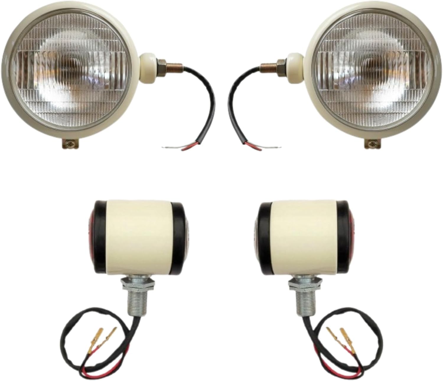 Traktorlichter Baugruppen Scheinwerfer+Butler 12V Glühbirne kompatibler David Brown 700 800 900 1200 Serie Massey Ferguson Traktorteile 35 35x 65 765 Fall/IH Traktor B250 B275 B414 B444 Elfenbein von APSMOTIV
