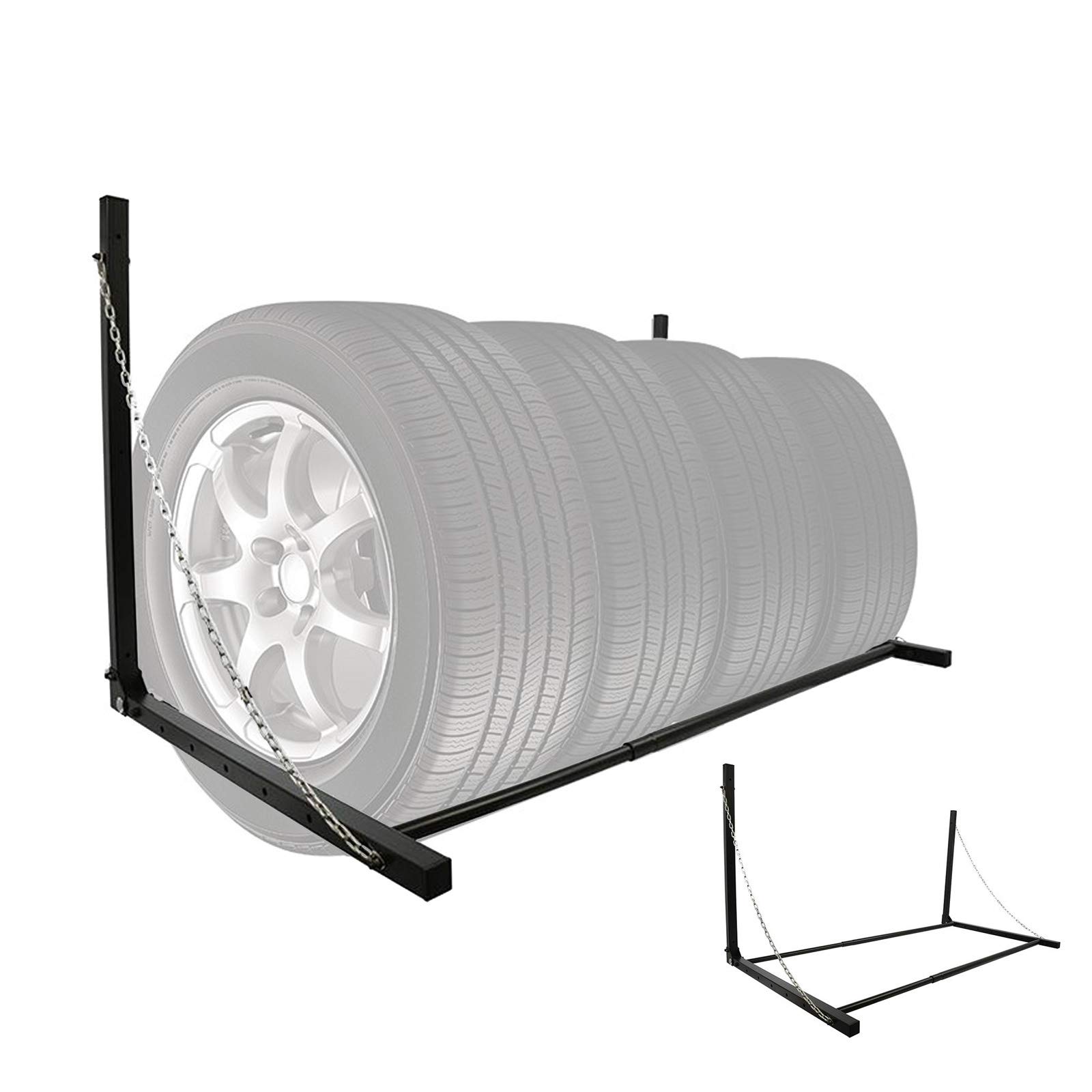 APT Reifen Wandhalter, schwarz pulverbeschichtet, Stahl, 90-130 cm, bis 90 kg von APT