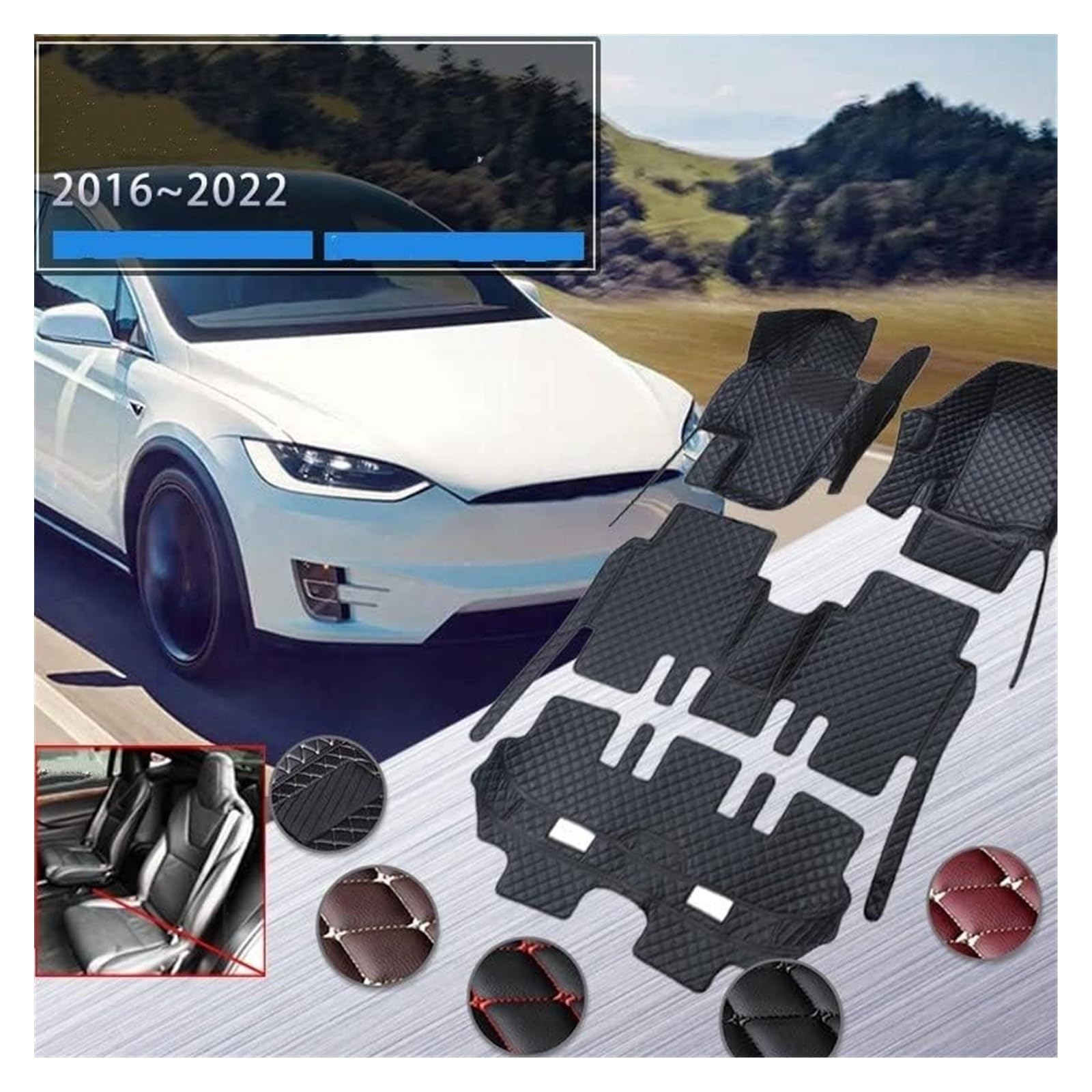 Autoteppich Für Modell X 2016-2022 6 Sitze Zweite Reihe Keine Handläufe Innenteile Bodenpolster Automatte Auto-Fußmatten(LHD Driver 1 pc) von APTKCMCNVG