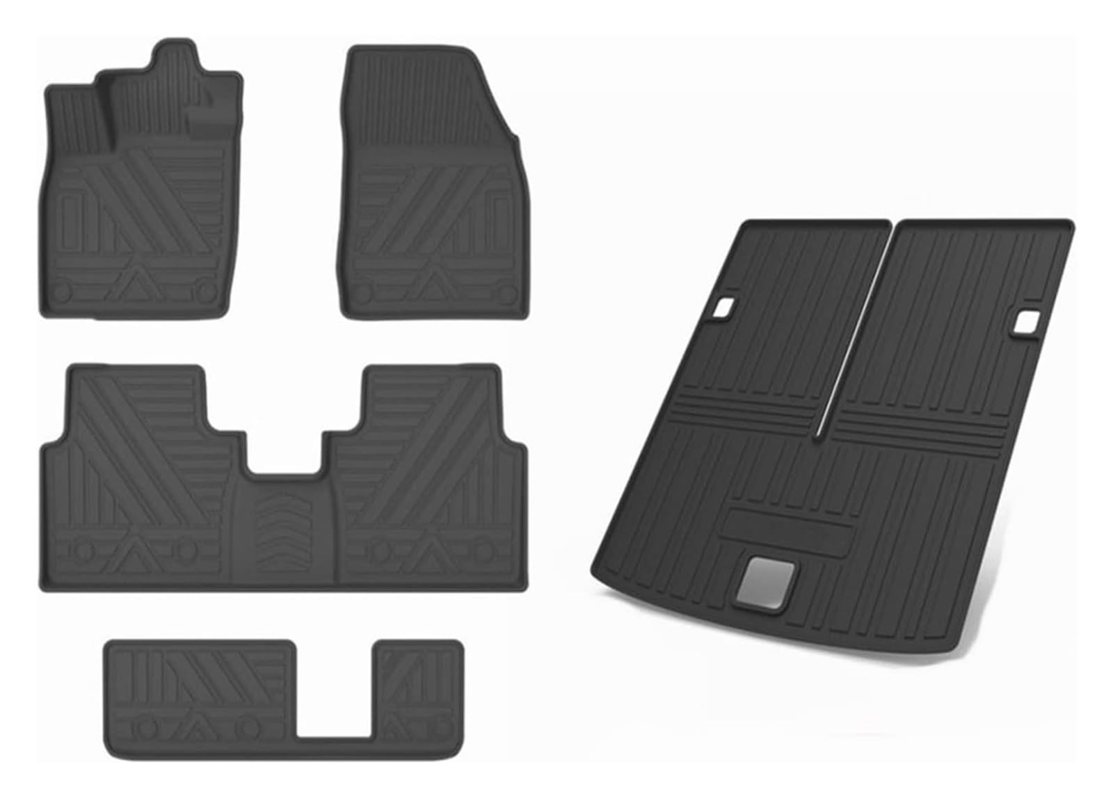 Autoteppich Für VW ID.4 Für Crozz ID.6 Für Crozz 2021 2022 Kofferraummatten Komplettset Liner rutschfeste TPE-Automatten Auto-Fußmatten(5PCS for ID6 for CROZZ 7seat) von APTKCMCNVG