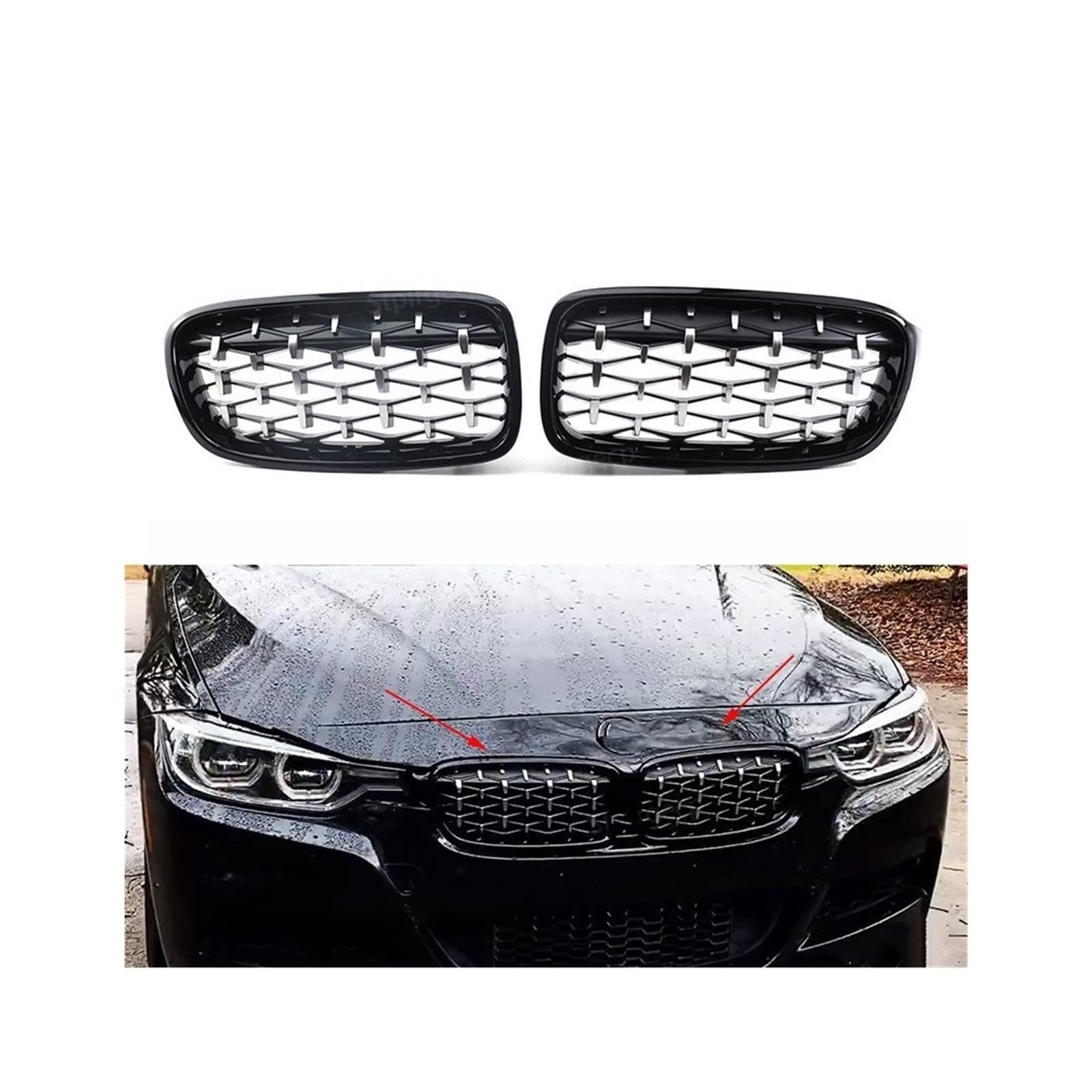 Frontkühlergrills Autozubehör Diamond Frontstoßstange Nierengrill Double Slat Racing Sport Grille Für 3er F30 F31 F35 2011-2019(1) von APTKCMCNVG