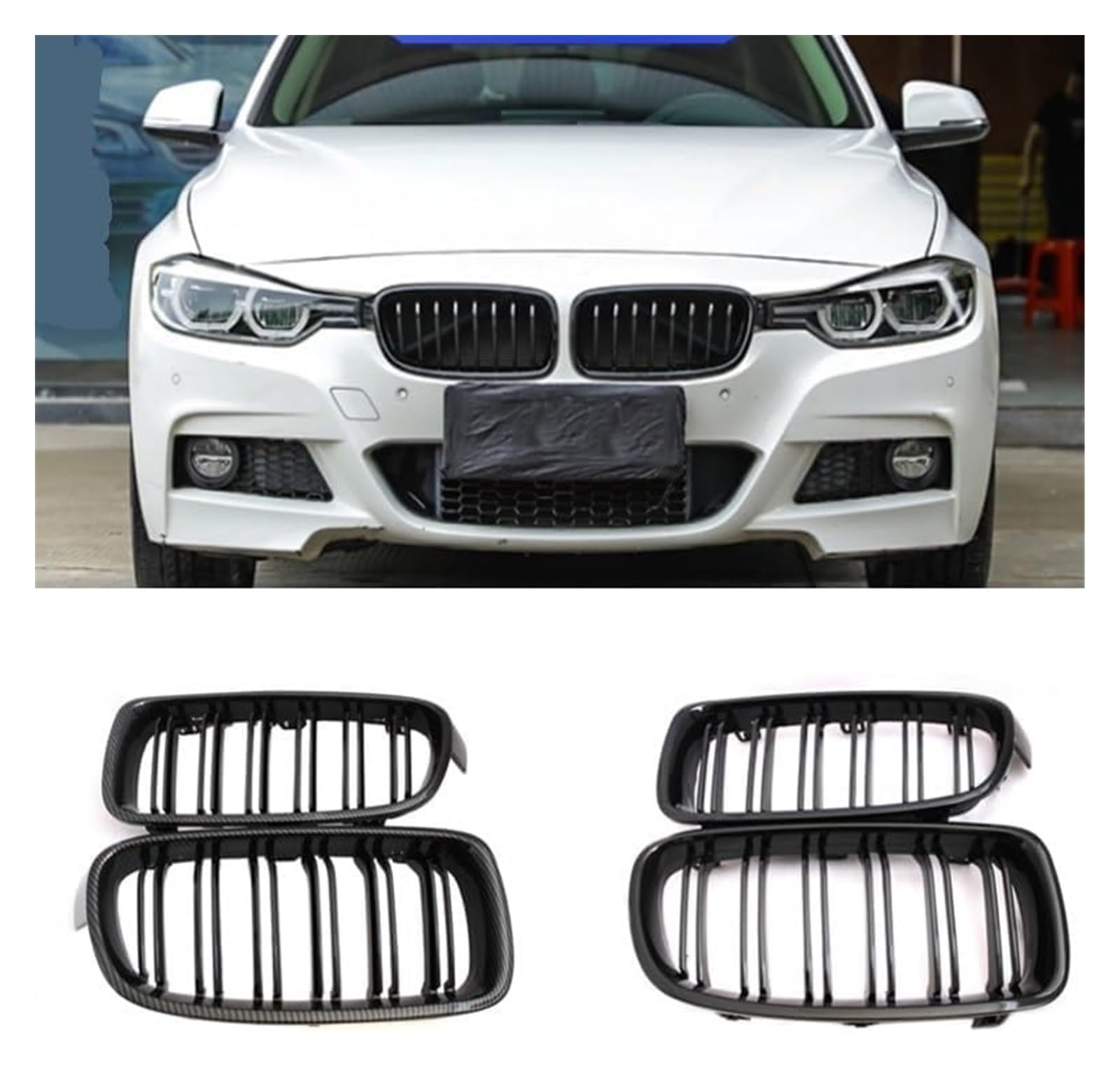 Frontkühlergrills Für 3er-Reihe Für F30 Für F31 Für F35 2012-2017 Frontstoßstangengrill, Frontkühlergrill, Frontsport-Doppellamellengrill(3color) von APTKCMCNVG