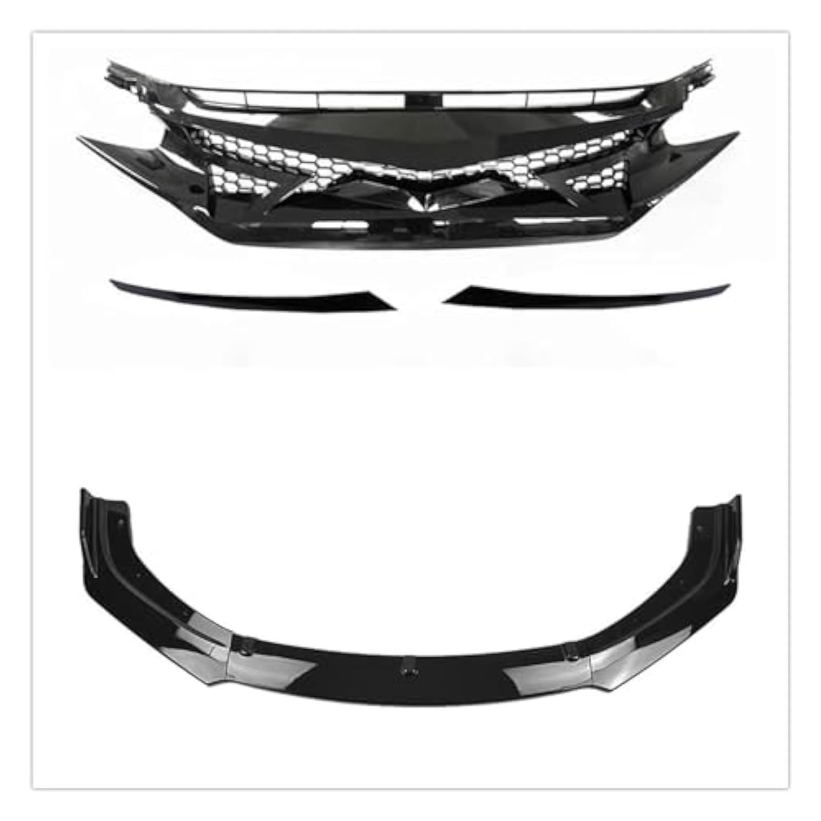 Frontkühlergrills Für Civic 10. Generation 2016–2018 Oberer Kühlergrill Haubennetz + Unterer Spoiler Stoßstangensplitter, Lippenbrett Karosserie-Kit Frontstoßstange Frontkühlergrills Für Civic 10. Generation 2016–2018 Oberer Kühlergrill Haubennetz + Unterer Spoiler Stoßstangensplitter, Lippenbrett Karosserie-Kit Frontstoßstange von APTKCMCNVG