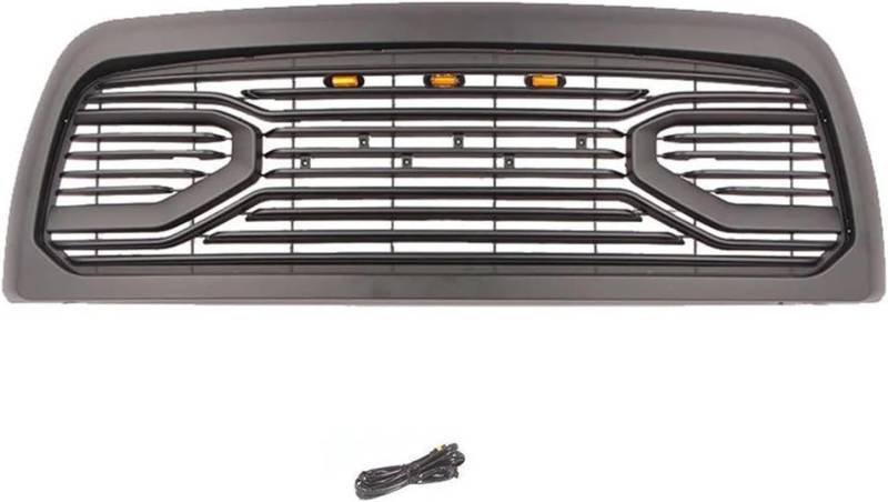 Frontkühlergrills Für Dodge Für RAM 2500 3500 2010-2019 Racing Grill Mesh Front Kühler Stoßstange Grille Oberen Kühlergrill Vorne Niere Grille(Black with Lights) von APTKCMCNVG