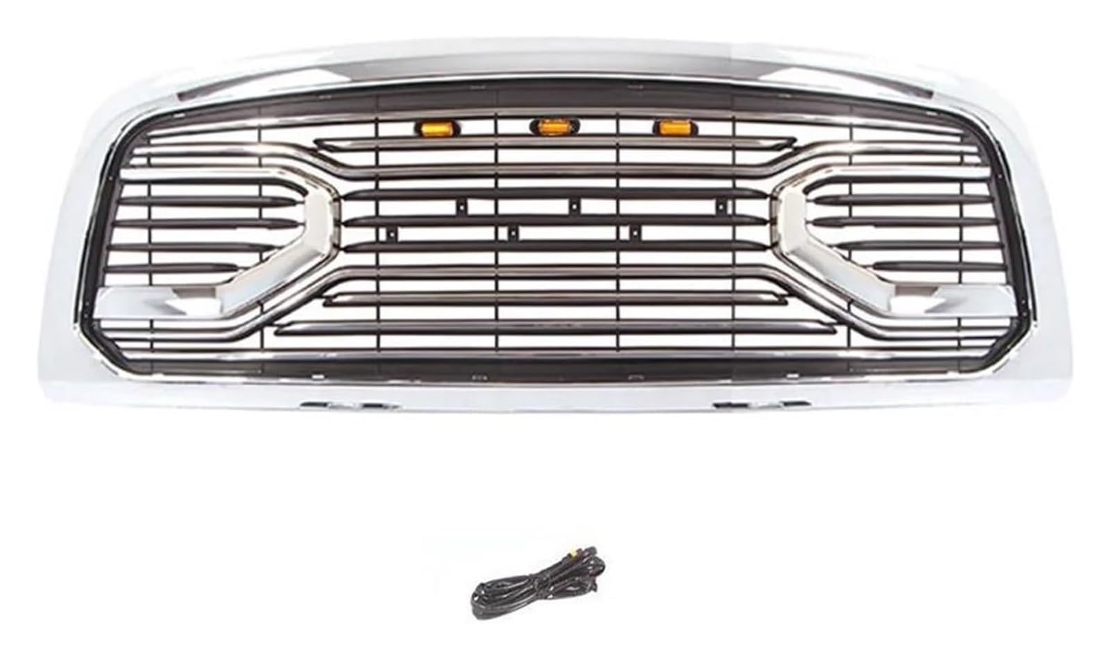 Frontkühlergrills Für Dodge Für RAM 2500 3500 2010-2019 Racing Grill Mesh Front Kühler Stoßstange Grille Oberen Kühlergrill Vorne Niere Grille(Chrome with Lights) von APTKCMCNVG