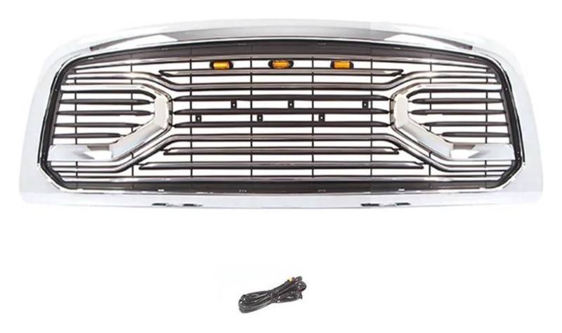 Frontkühlergrills Für Dodge Für RAM 2500 3500 2010-2019 Racing Grill Mesh Front Kühler Stoßstange Grille Oberen Kühlergrill Vorne Niere Grille(Chrome with Lights) von APTKCMCNVG
