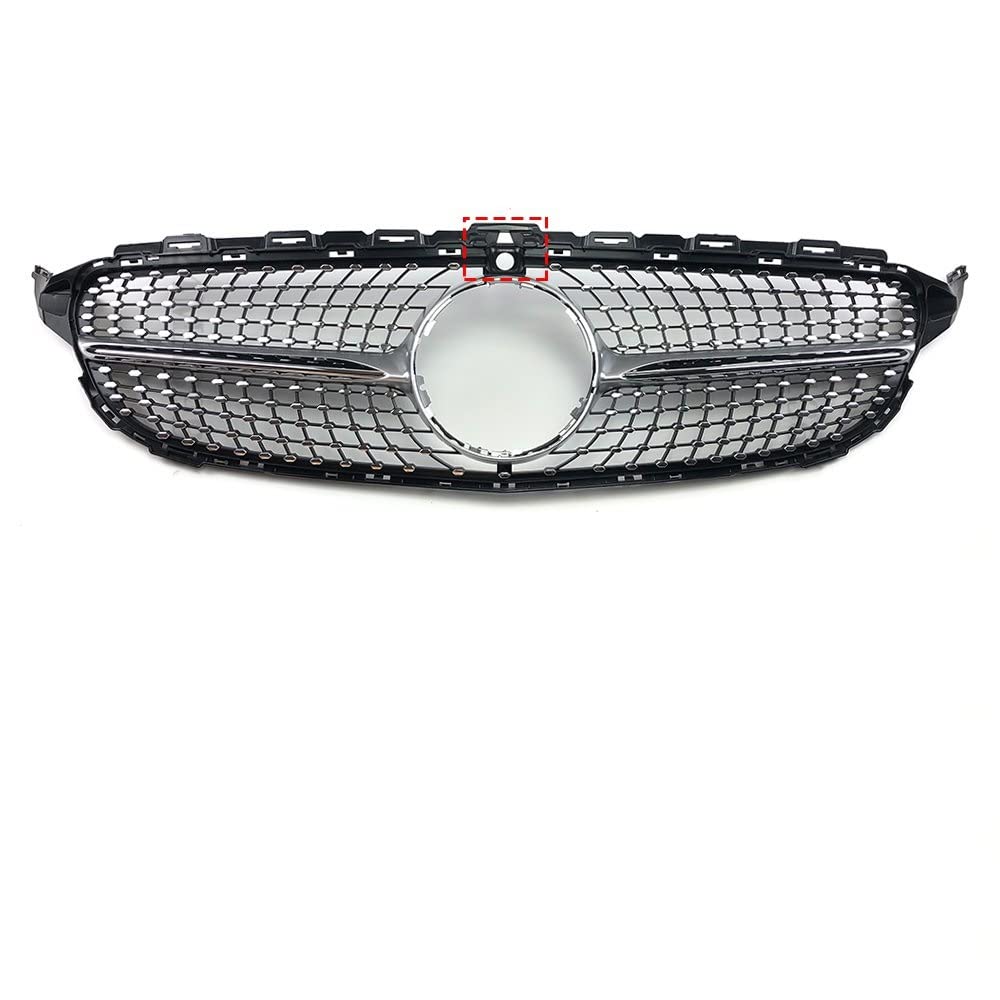 Frontkühlergrills Für M&ercedes W205 Grill C205 B&ENZ C 2014-2021 C200 C260 C180 C250 C300 Coupe AMG C43 Tuning GT GTR Diamant-Frontstoßstangengrill(J 14-18Silver with Cam) von APTKCMCNVG