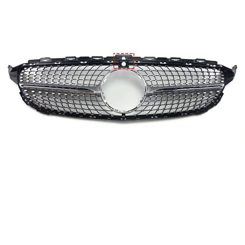 Frontkühlergrills Für M&ercedes W205 Grill C205 B&ENZ C 2014-2021 C200 C260 C180 C250 C300 Coupe AMG C43 Tuning GT GTR Diamant-Frontstoßstangengrill(J 14-18Silver with Cam) von APTKCMCNVG