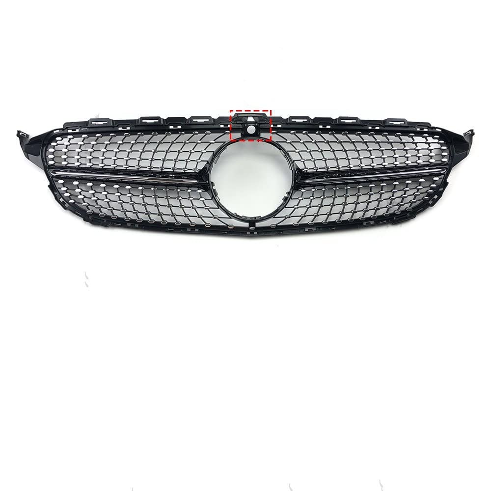 Frontkühlergrills Für M&ercedes W205 Grill C205 B&ENZ C 2014-2021 C200 C260 C180 C250 C300 Coupe AMG C43 Tuning GT GTR Diamant-Frontstoßstangengrill(L 14-18 Black with Cam) von APTKCMCNVG