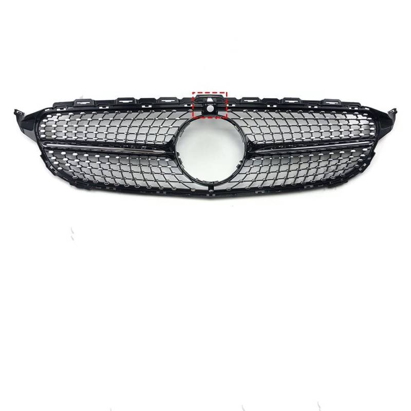 Frontkühlergrills Für M&ercedes W205 Grill C205 B&ENZ C 2014-2021 C200 C260 C180 C250 C300 Coupe AMG C43 Tuning GT GTR Diamant-Frontstoßstangengrill(L 14-18 Black with Cam) von APTKCMCNVG