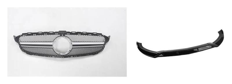 Frontkühlergrills Für Mercedes Für B&ENZ C Klasse W205 Sport C200 C250 C300 C350 2015-2018 Untere Stoßstange Spoiler Splitter Vorne Niere Kühlergrill(Silber) von APTKCMCNVG