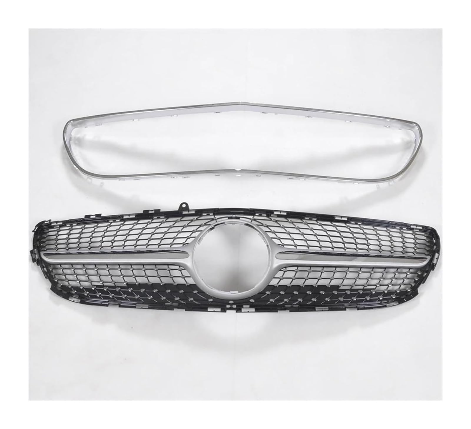 Frontkühlergrills Für Mercedes Für B&ENZ CLS Klasse W218 2014-2018 Auto Kühlergrill Oberen Stoßstange Grill W/Rahmen Mesh Körper Front Niere Grille(Silber) von APTKCMCNVG