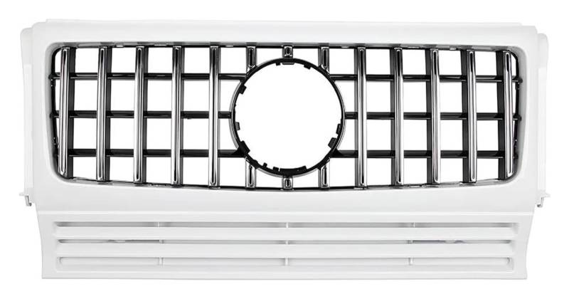 Frontkühlergrills Für Mercedes Für B&ENZ G-Klasse W463 GT G Wagon G550 G500 1990-2016 Auto Front Upper Bumper Grille Front Niere Grille(White Frame) von APTKCMCNVG